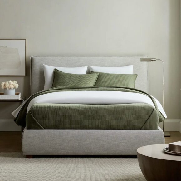 Quince Organic Ribbed Cotton Coverlet Set Olive Full/Queen - Picture 2 of 10